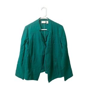 Chico’s open front moto jacket size S turquoise